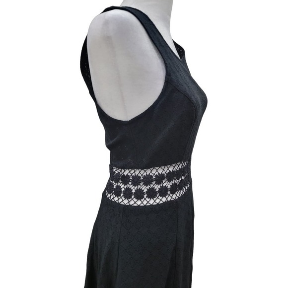 Free People Womens Daisy Lace Embroidered Cutout Mini Skater Dress Size 4 Black - Picture 13 of 15